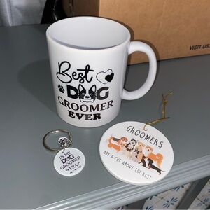 786 White Dog Groomer Mug and Accessories gift set